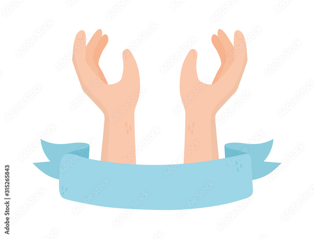 Obraz premium hands support ribbon charity and donation concept