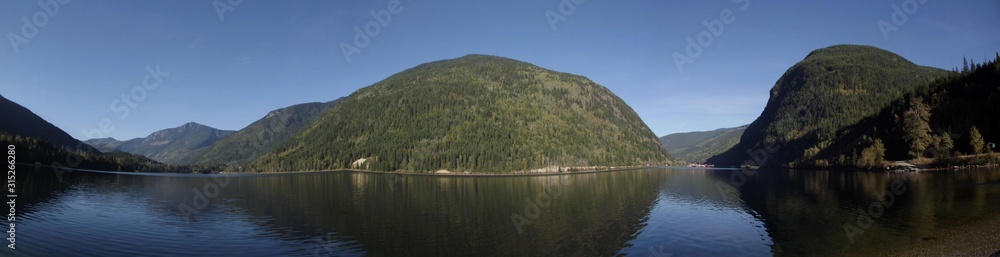 Panorama, Three Valley Gap, view at Trans Canada Highway near Revelstoke British Columbia