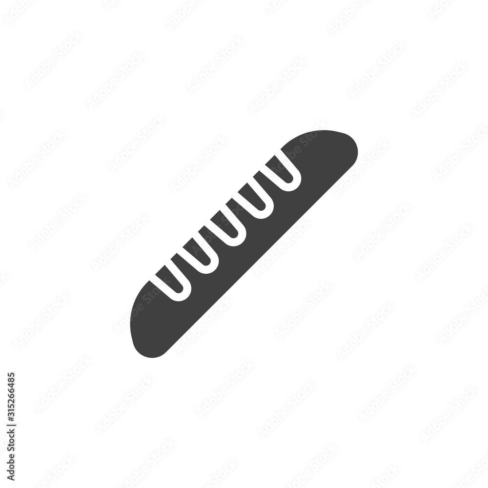 French bread baguette vector icon. filled flat sign for mobile concept and web design. Loaf bread glyph icon. Symbol, logo illustration. Vector graphics French bread baguette vector icon. filled flat sign for mobile concept and web design. Loaf bread glyph icon. Symbol, logo illustration. Vector graphics