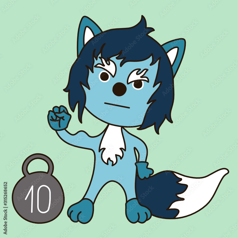 emoticon with a cool harsh wolf with blue wool bodybuilder who shows ...