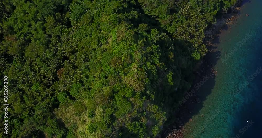 aerial sea to lush Tropical Island in the philippines from Above aerial sea to lush Tropical Island in the philippines from Above