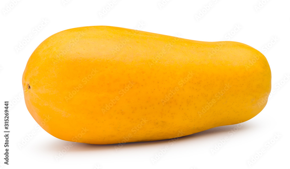 Ripe papaya isolated on white with clipping path.
