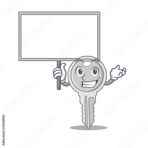 A cute picture of key cute cartoon character bring a board