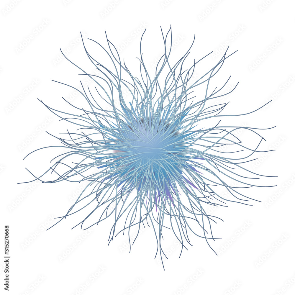 Virus Bacteria Microbe With Long Antennas Vector. Microscopic Infection Contagious Bacteria. Biological Scientific Research Microorganism Colorful Concept Mockup Realistic 3d Illustration