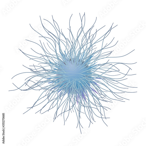 Virus Bacteria Microbe With Long Antennas Vector. Microscopic Infection Contagious Bacteria. Biological Scientific Research Microorganism Colorful Concept Mockup Realistic 3d Illustration