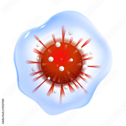 Influenza Virus Bacteria Microorganism Vector. Epidemic Unhealthy Dangerous Human Disease Flu Bacteria. Medical Infectious Illnes Micro Organism Concept Template Realistic 3d Illustration