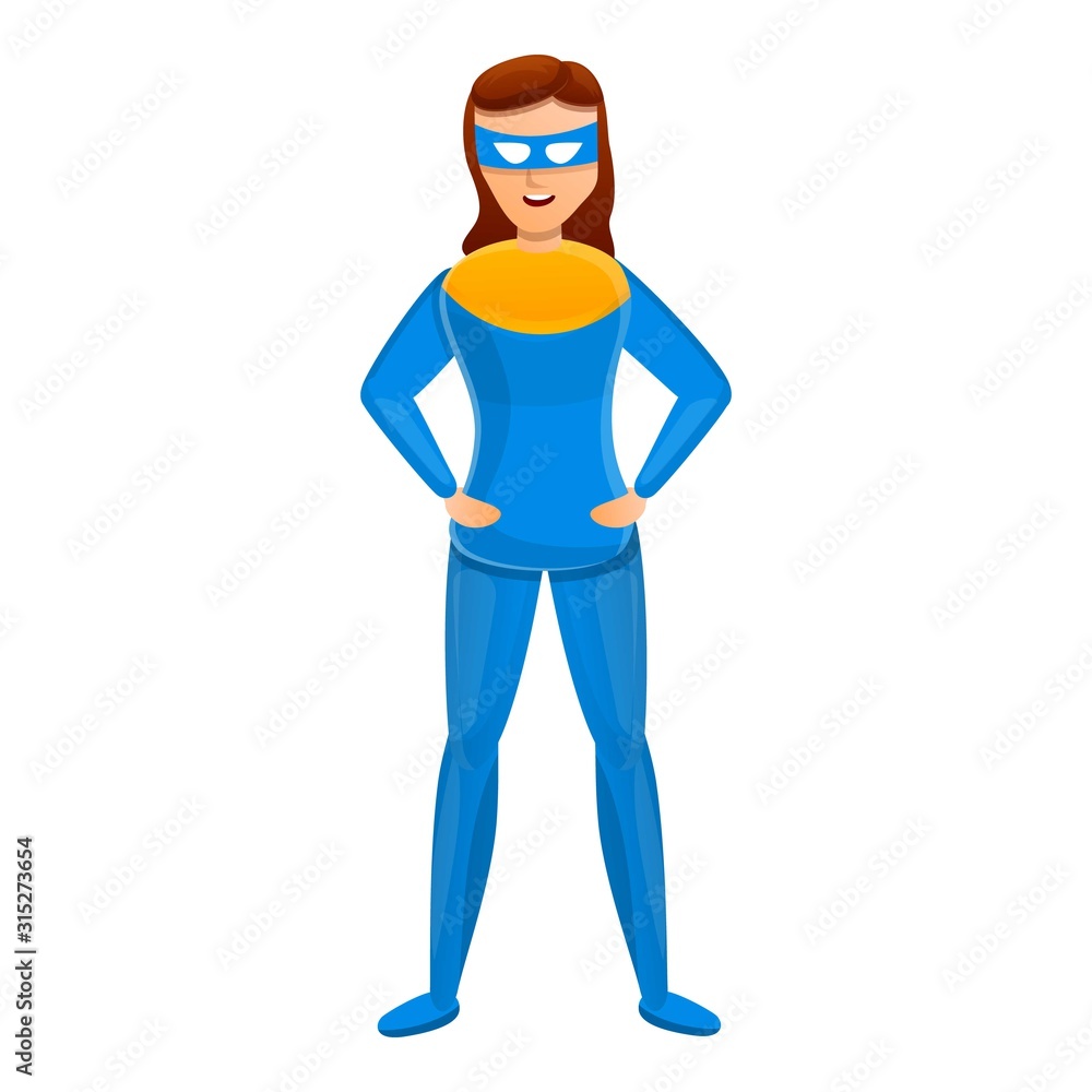 Superhero girl icon. Cartoon of superhero girl vector icon for web design isolated on white background