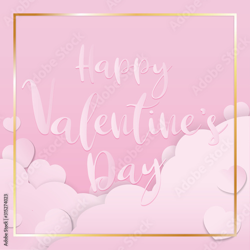 PrintThe pink valentine paper cut vector image for valentine’s day content.