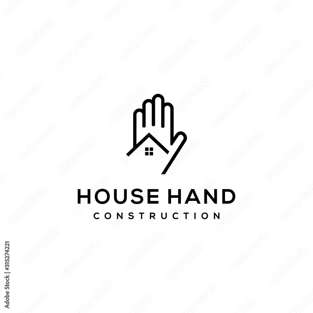  Illustration abstract Hand with real estate house logo design