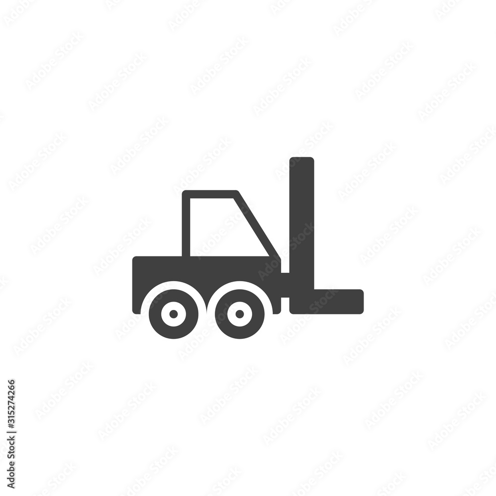 Forklift Truck vector icon. filled flat sign for mobile concept and web design. Shipping and Delivery Loader truck glyph icon. Symbol, logo illustration. Vector graphics