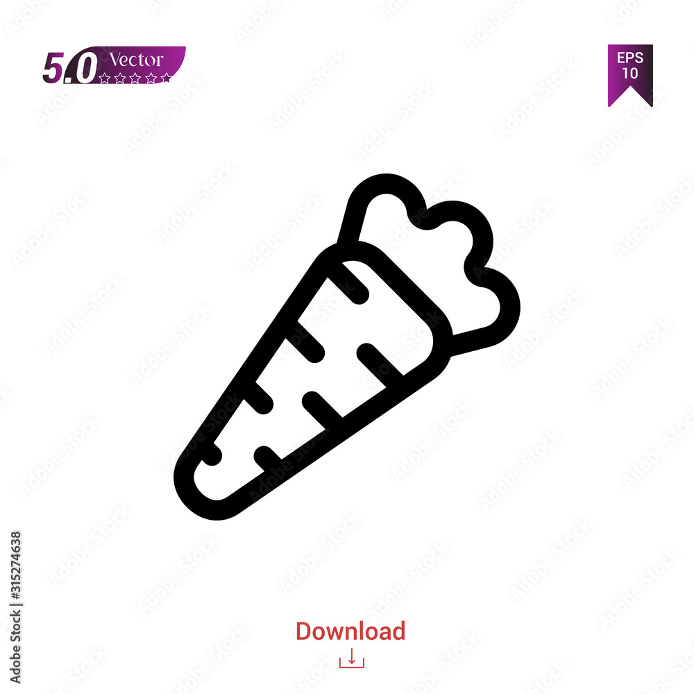 Outline carrot icon. carrot icon vector isolated on white background. Graphic design, material-design, spring icons, mobile application, logo, user interface. EPS 10 format vector