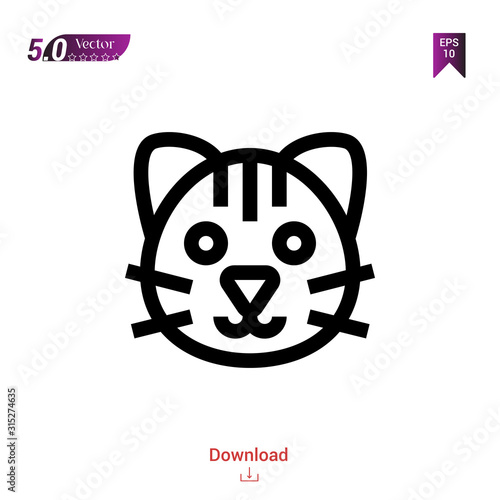 Outline  cat head icon.  cat head icon vector isolated on white background. Graphic design, material-design, animal icons, mobile application, logo, user interface. EPS 10 format vector photo