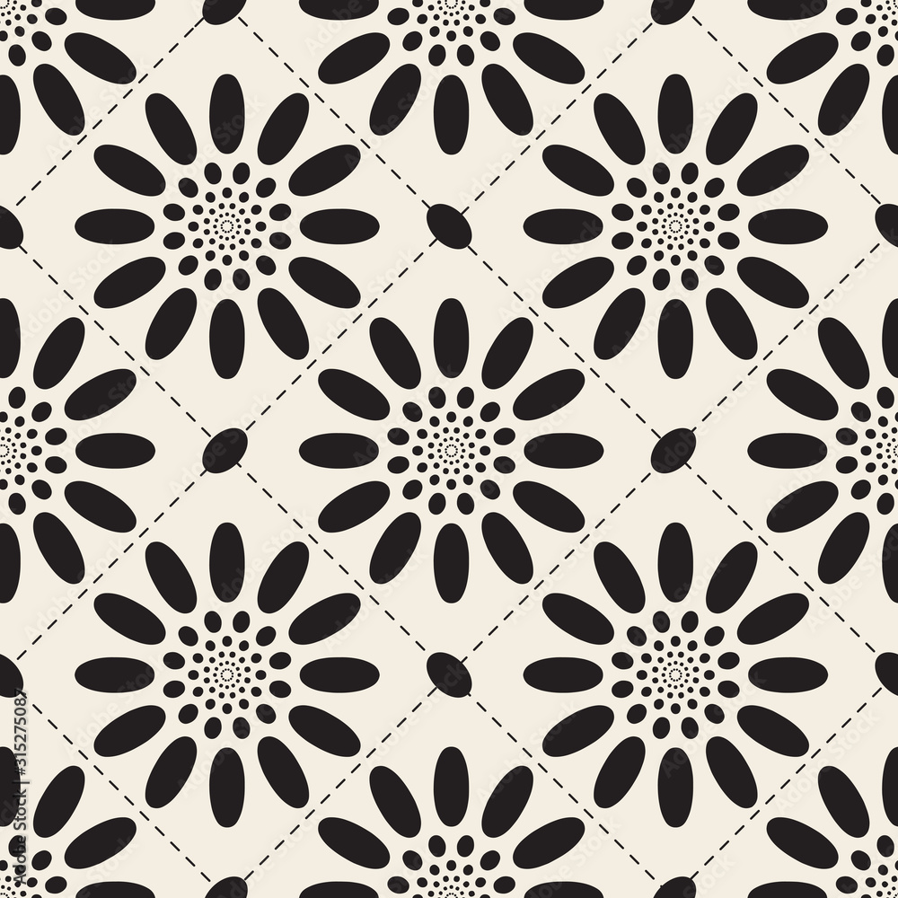 seamless monochrome abstract flower from polka dot pattern background seamless monochrome abstract flower from polka dot pattern background