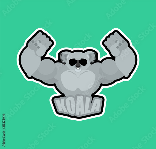 Koala sport logo. koala bear Sports team club emblem. Animal mascot gaming sign. Strong beast symbol Racoon
