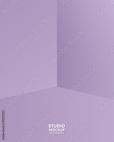 Empty studio room background. Template for product display with copy space. Modern minimal concept. Vector illustration.