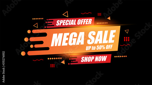 Abstract Mega sale template design for special offers, sales and discounts.Advertising clearance promotion and shopping concept.