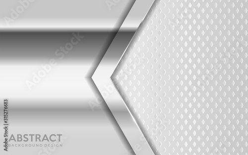 Shinny metal silver background combine with white textured overlap layer.