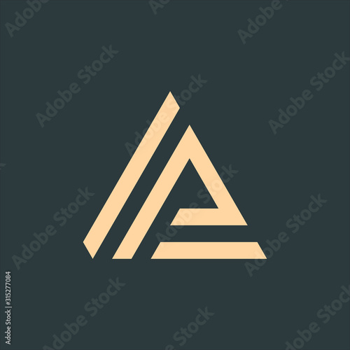 Triangle Geometry Logo. Technology business identity concept. Creative corporate template. Stock Vector illustration isolated on green background.