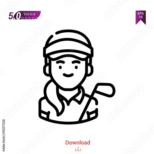 Outline golfer icon. golfer icon vector isolated on white background. Graphic design, material-design,sport-avatars icons mobile application, logo, user interface. EPS 10 format vector