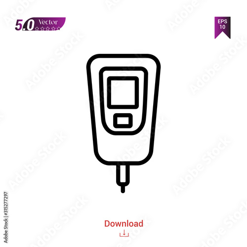 Outline glucometer icon. glucometer icon vector isolated on white background. Graphic design, material-design, healthcare icons, mobile application, logo, user interface. EPS 10 format vector