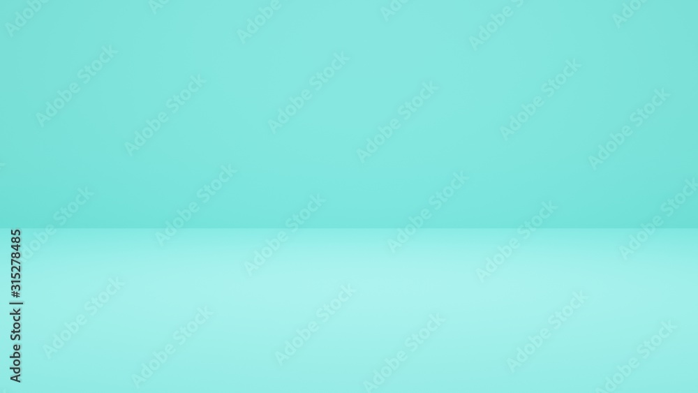 Fototapeta premium Empty aqua background and spotlight with studio for showing or design.