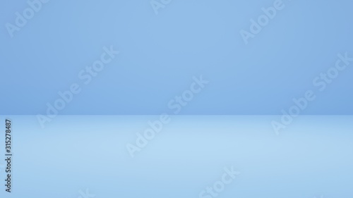 Empty light blue background and spotlight with studio for showing or design.
