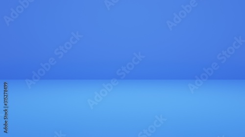 Empty blue background and spotlight with studio for showing or design.