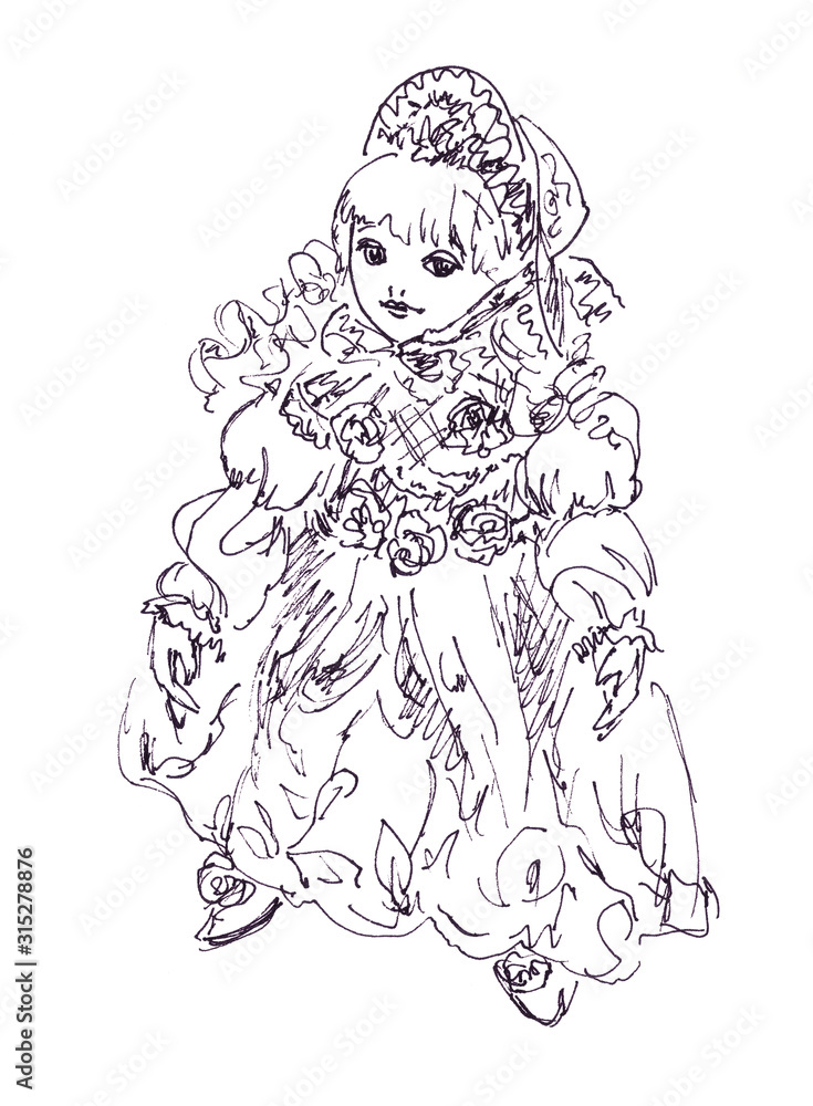 Antique Doll Drawing