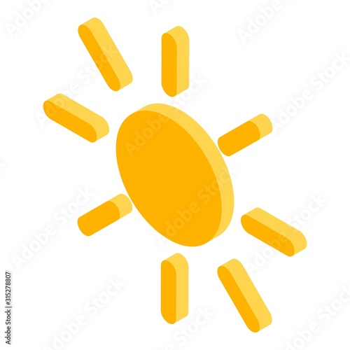 Sun icon. Isometric of sun vector icon for web design isolated on white background
