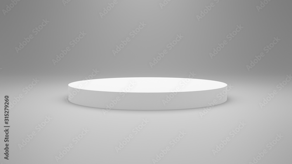 White pedestal on white studio backdrop White pedestal on white studio backdrop