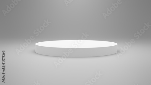 White pedestal on white studio backdrop © Ryan