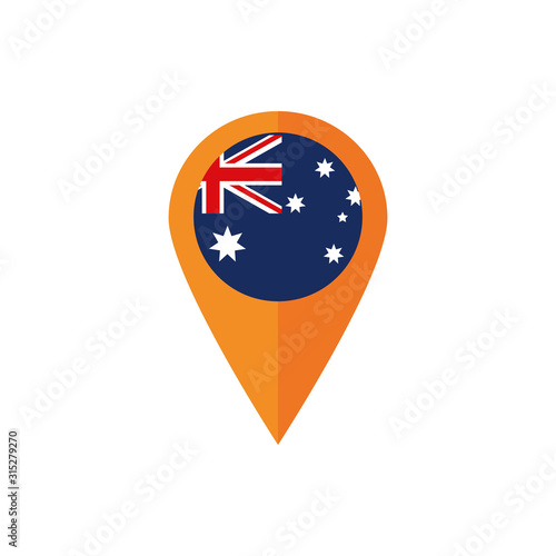 gps navigation pin flag australia icon on white background