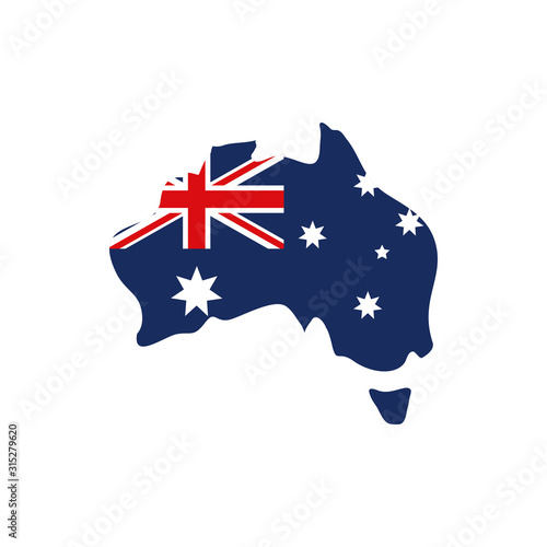 map with flag australia icon on white background