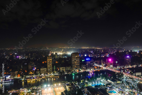 Cairo, Egypt The skyline at night.