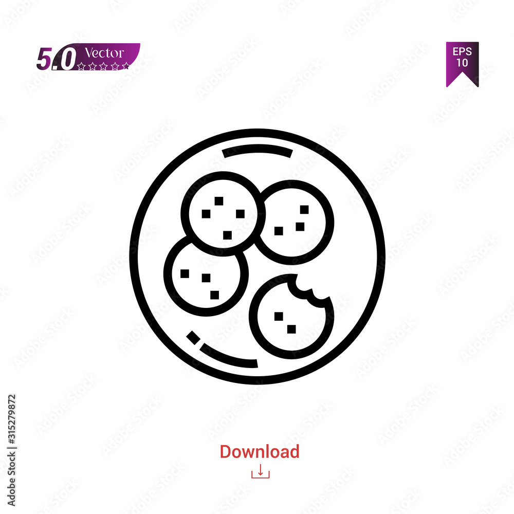 Outline cookies icon. cookies icon vector isolated on white background. Graphic design, material-design, food icons, mobile application, logo, user interface. EPS 10 format vector Outline cookies icon. cookies icon vector isolated on white background. Graphic design, material-design, food icons, mobile application, logo, user interface. EPS 10 format vector
