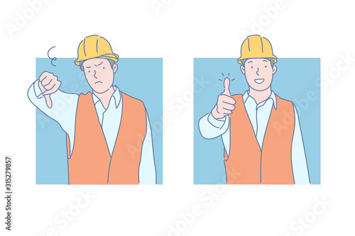 Work failure and success, bad and good mood concept