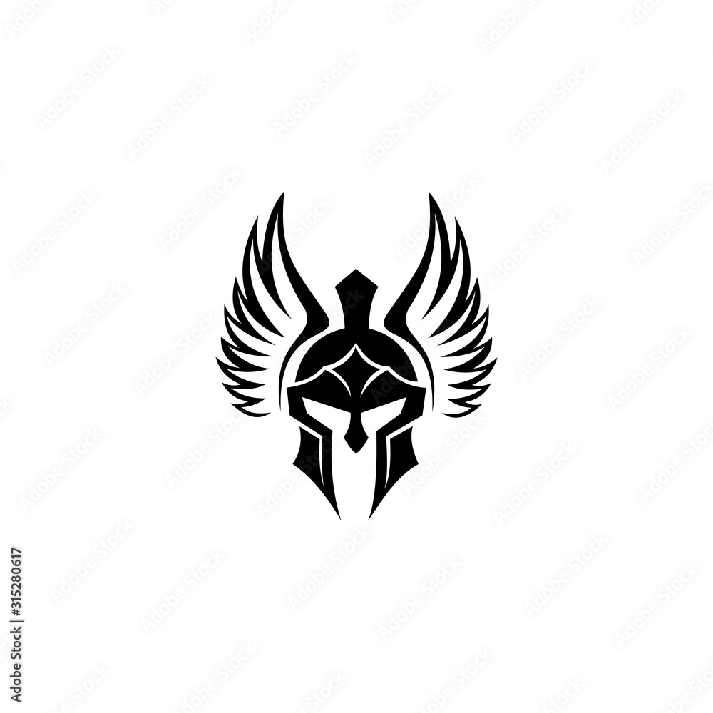 Photo &amp; Art Print Spartan Helmet silhouette, Warrior symbol, Spartan ...