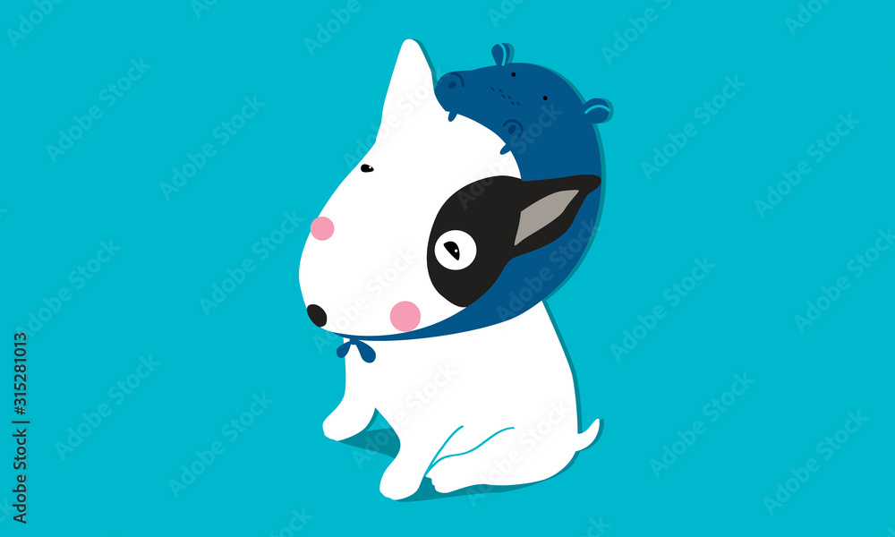 Fototapeta premium Bull terrier cute style cartoon vector