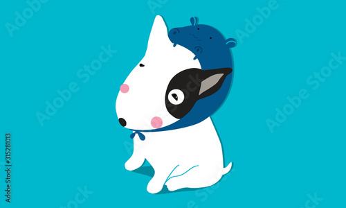 Bull terrier cute style cartoon vector