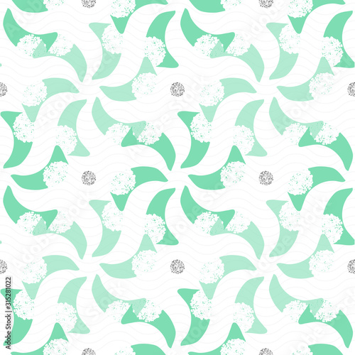 seamless abstract green flower pattern on white background