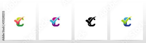 Tick Mark On Letter Logo Design C