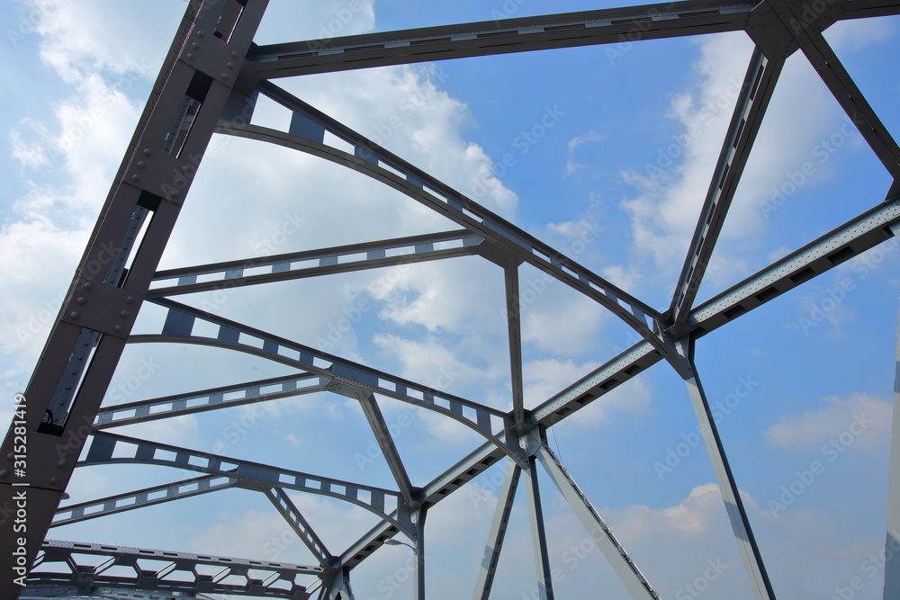 Structural steel bridge,Krung Thon Bridge,Saphan Sang Hi is a bridge over the Chao Phraya River in Bangkok Structural steel bridge,Krung Thon Bridge,Saphan Sang Hi is a bridge over the Chao Phraya River in Bangkok