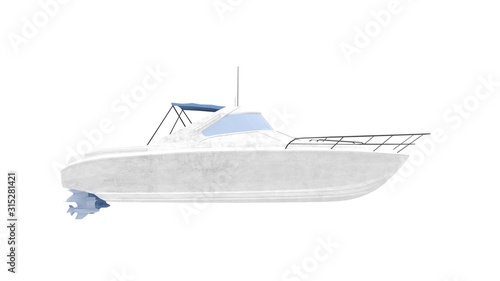 3d rendering of a pleasure boat isolated on white background
