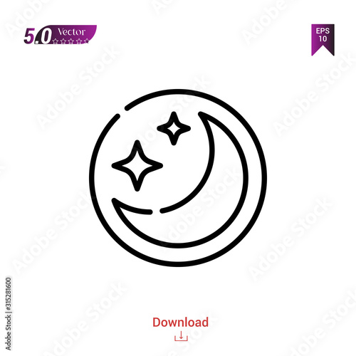 Outline night-mode icon. night-mode icon vector isolated on white background. Graphic design, camera-interface icons, mobile application, logo, user interface. UI / UX design. EPS 10 format vector