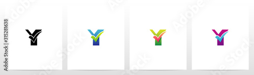 Tick Mark On Letter Logo Design Y