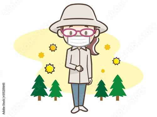 花粉症の対策をする女性