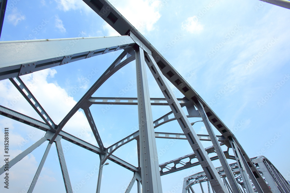 Structural steel bridge,Krung Thon Bridge,Saphan Sang Hi is a bridge over the Chao Phraya River in Bangkok