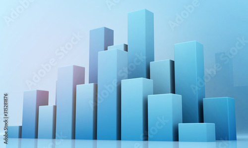 Business graphs and financial reports. 3d illustration .
