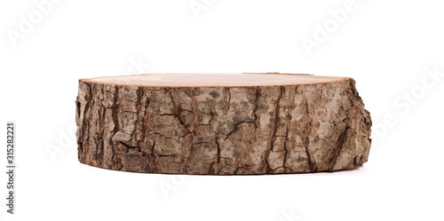 Irregular shape wood slab with bark and tree growth rings