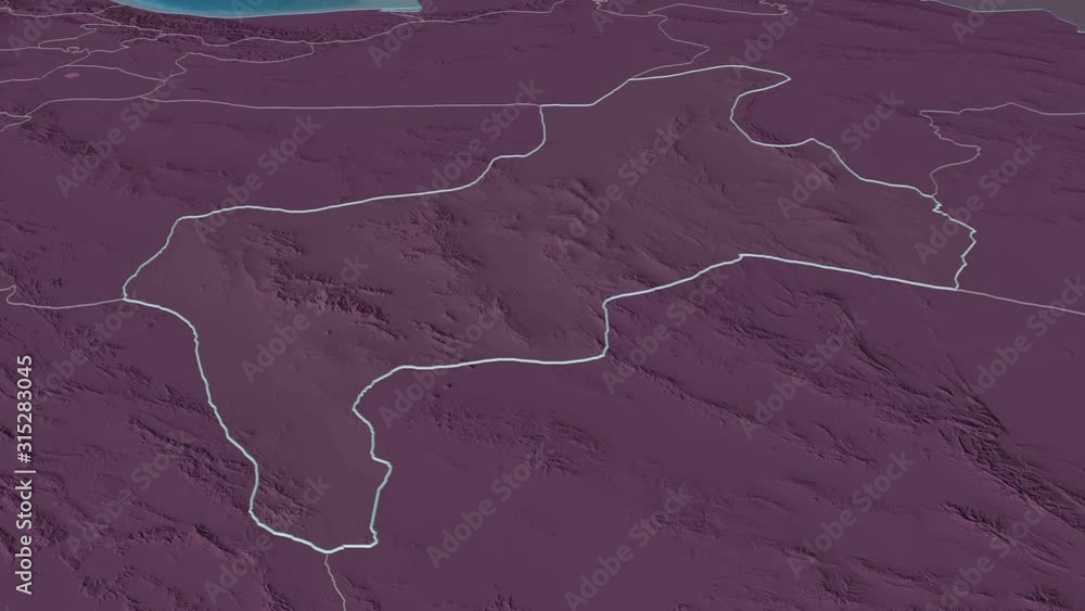 Yazd, province with its capital, zoomed and extruded on the administrative map of Iran in the conformal Stereographic projection. Animation 3D Yazd, province with its capital, zoomed and extruded on the administrative map of Iran in the conformal Stereographic projection. Animation 3D
